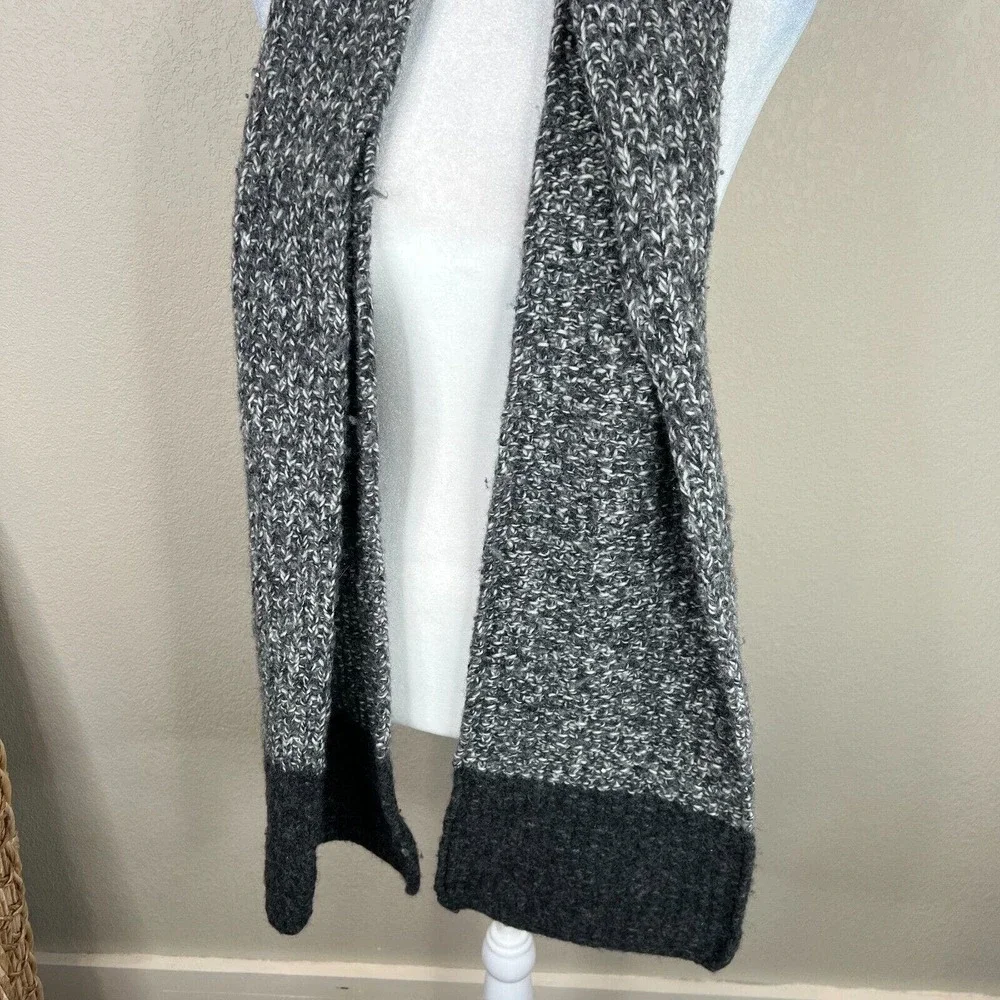 Women's Wool Rectangle Long Scarf Black White‎ One Size